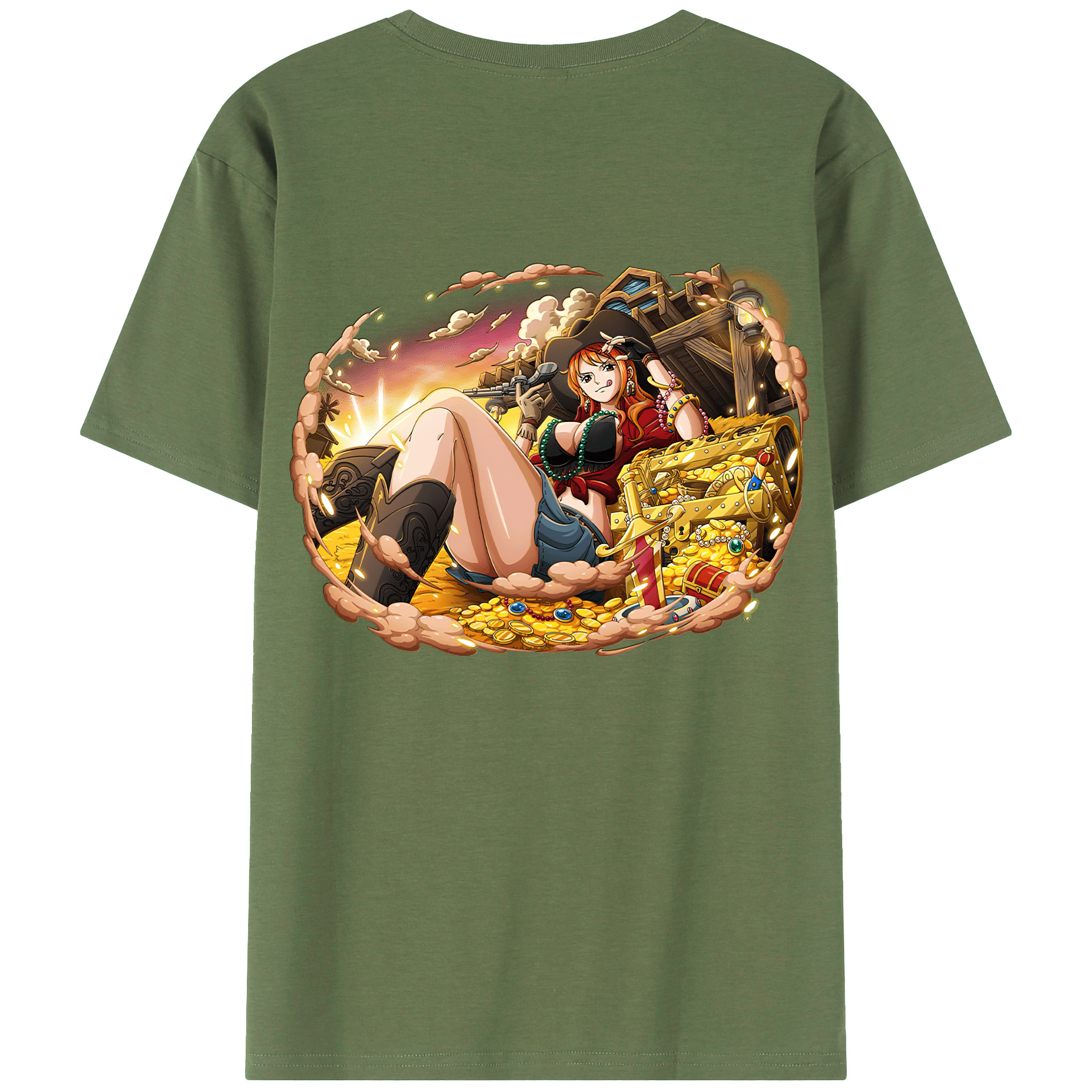 （画像用） ワンピース ナミ ONE PIECE Nami 綿100％ メンズ半袖Tシャツ（バックプリント） 通気性